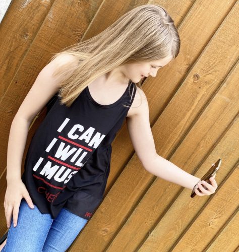 Black I Can I Will Flowy Racerback Vest photo review