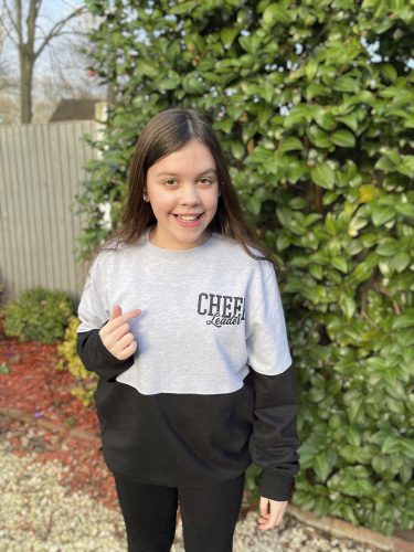 Heather Grey/Black Cheerleader Athletic Block Sweatshirt photo review
