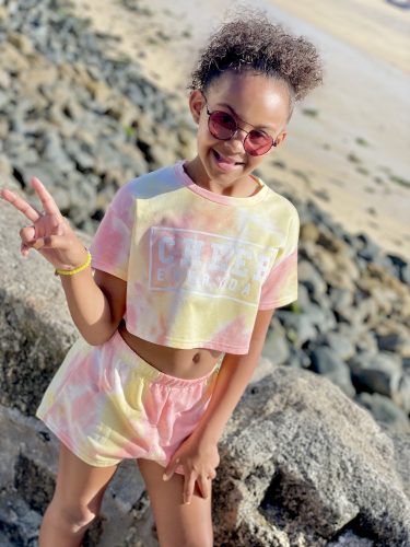 Tutti Frutti Tie-Dye Cheer Everyday Cropped T-Shirt and Shorts Set photo review