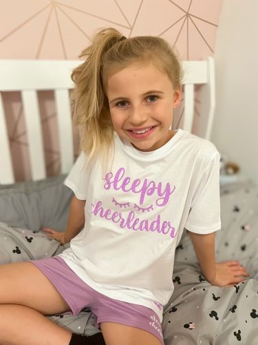 White/Lavender Sleepy Cheerleader T-Shirt/Shorts Pyjama Set photo review